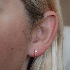 Gold Ohrringe: Diamant Ohrringe, Zierliche Creolen, Weihnachtsgeschenk für Sie, Silber Einfädler Ohrringe, Zierliche Diamant Ohrringe | Hugi