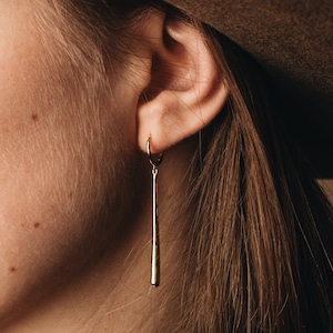 18K Vermeil Bar Earrings: Minimalist Waterproof Bar Studs Stack 18k Gold Plated Over 925 Sterling Silver Hoops Stacking Vela image 7