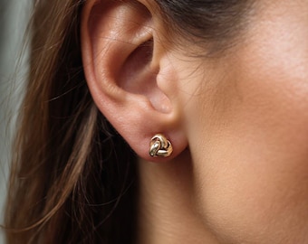 Gold Vermeil Knot Stud Earrings – Sterling Silver Minimalist Earrings "SALMA"