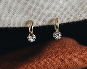 18K Gold Vermeil CZ Diamond Studs: Sterling Silver Earrings