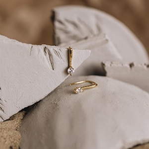 Tiny Diamond Hoops, Dainty Earrings, Gold Hoop Earrings, Dainty Threader Earrings, Bridesmaid Gift, Perfect Gift for Her,  | Solaris