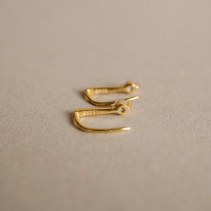 Chic Dainty Drops Gleaming Cubic Zirconia on 18K Gold Vermeil Hoops Gold Vermeil Earrings Dangle Earrings Waterproof Hoops Solaris image 7