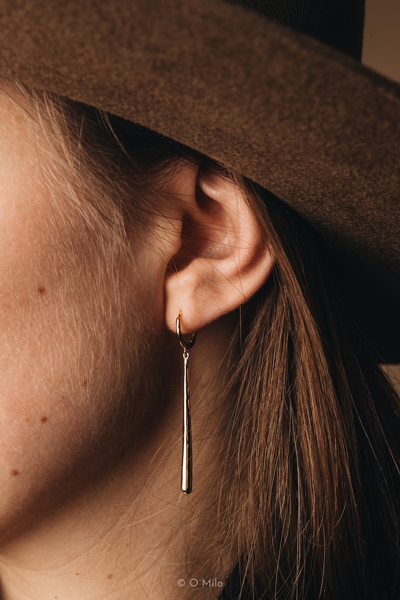 18K Vermeil Bar Earrings: Minimalist Waterproof Bar Studs Stack 18k Gold Plated Over 925 Sterling Silver Hoops Stacking Vela image 7