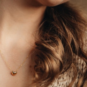 Herz Charm Halskette - 925 Sterling Silber, 18k Gold Vermeil Herz Halskette, Gold Herz Halskette, Geschenk für Sie, Herz Charm Halskette | Amie