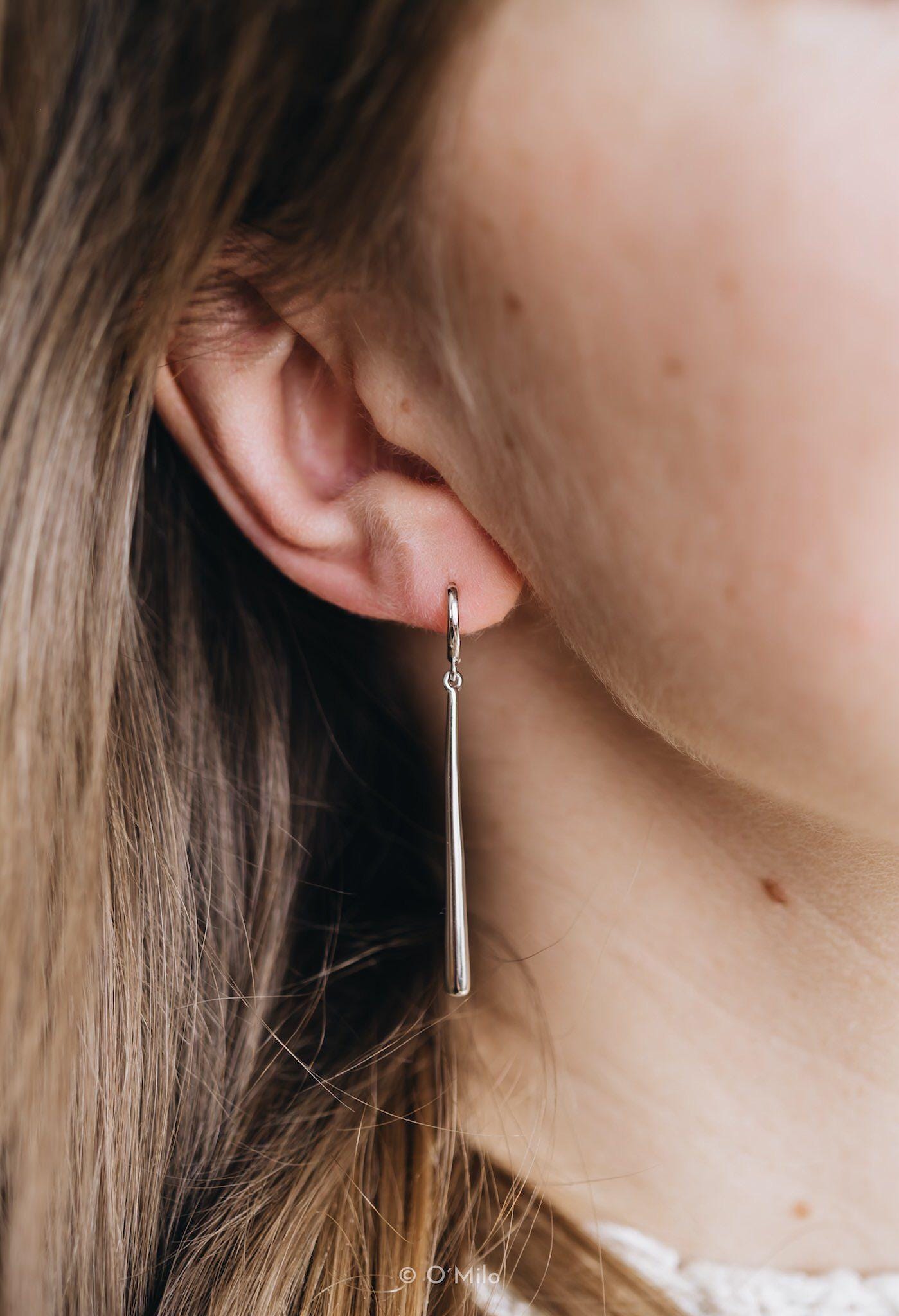 Silver Bar Hoops, Minimalist Earrings, Zoro Earrings, 18k