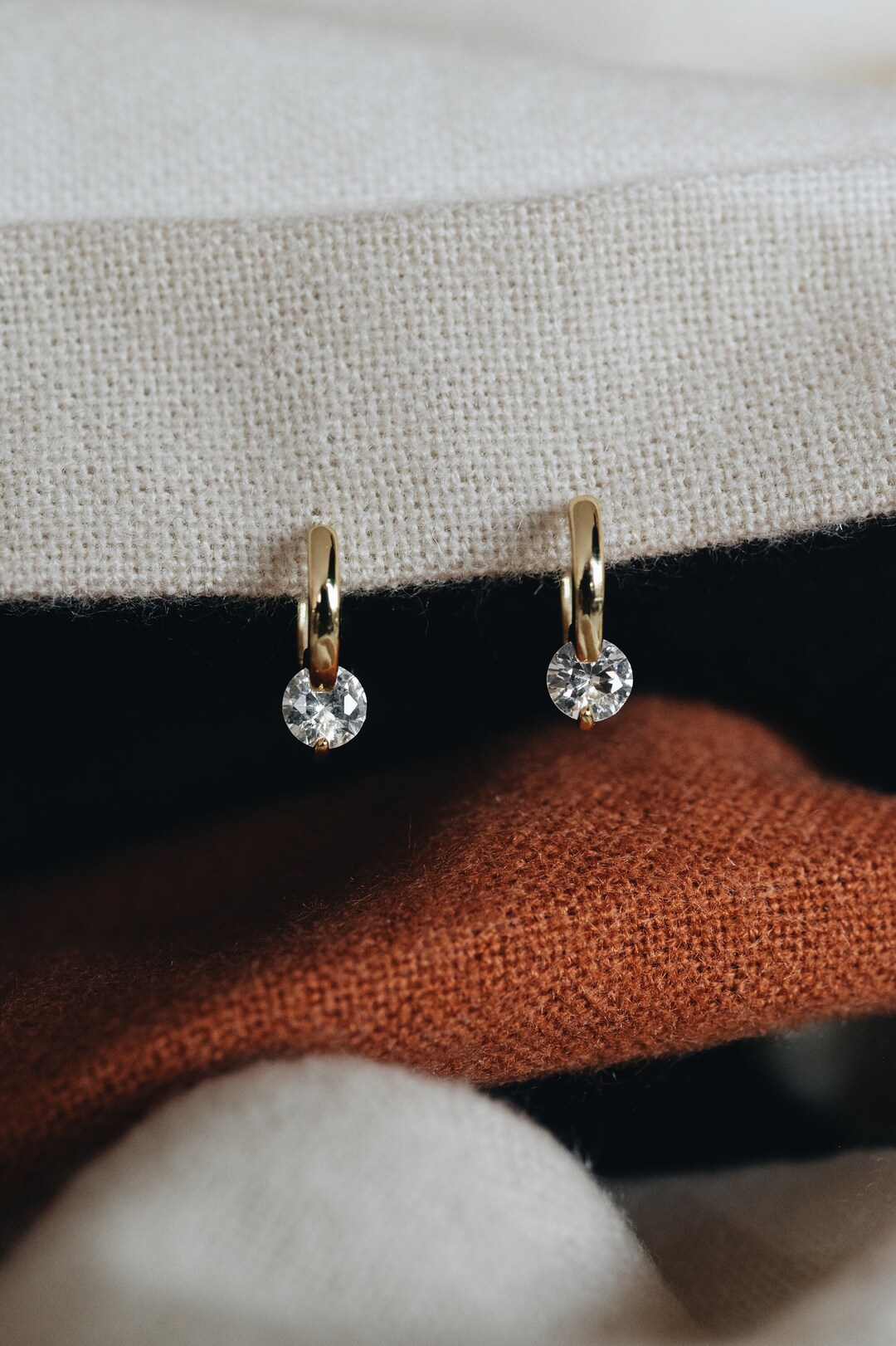 Elegant Gold Hoop Earrings - Crystal Diamond Hoops, Huggie Diamond ...