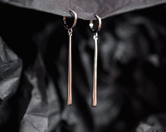 18k Gold Sterling Silver Dangle Bar Earrings: Minimalist Long Earrings "VELA"