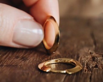 Aros de oro vermeil: Aros circulares de plata de ley hechos a mano "ORIANA"