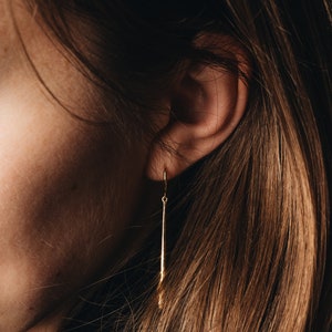 18K Vermeil Bar Earrings: Minimalist Waterproof Bar Studs Stack 18k Gold Plated Over 925 Sterling Silver Hoops Stacking Vela image 6