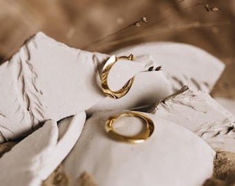 Gold Vermeil Circle Hoop Earrings: Sterling Silver, 18K Gold "ORIANA"
