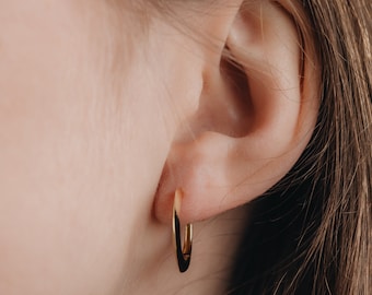 18k Gold Vermeil Hoop Earrings: Hypoallergenic 925 Sterling Silver Huggies