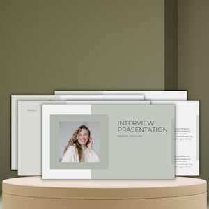 PowerPoint-mall för arbetsintervjupresentation Canva Modern Executive AC Beige ansökningsmall Digital affärsmall Pitch Om mig