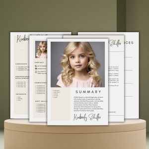 Child actor resume template boho photo Canva child model actor application beige actress resume headshot template professional cover letter