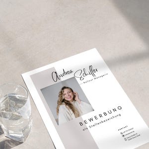 Plantilla de solicitud CV en alemán, carta de presentación creativa, hoja de portada moderna, diseño de muestra para profesionales, alumnos y estudiantes Canva