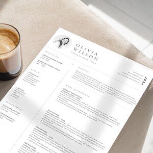 May include: A minimalist resume featuring a headshot of the applicant, Olivia Wilson, and a professional profile section. The resume highlights work experience, skills, education, and achievements.