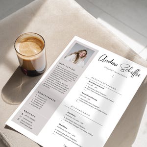 Plantilla de solicitud CV en alemán, carta de presentación creativa, hoja de portada moderna, diseño de muestra para profesionales, alumnos y estudiantes Canva