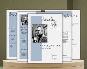 Modelli di applicazione moderni Modello di CV tabulare in inglese foglio di copertina applicazione studente studente esempio minimo di lettera di presentazione Canva