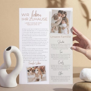 Plantilla de carta para comprador de vivienda, carta de oferta para comprador, moderna, familiar, bohemia, beige, pareja, casa para perro, plantilla para comprador, currículum inmobiliario, Canva, editable, bricolaje