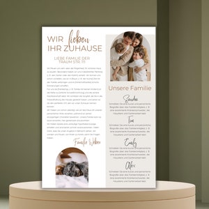 Plantilla de carta de comprador de vivienda Carta de oferta de comprador familia moderna boho beige Pareja Perro Plantilla de comprador de casa currículum de bienes raíces Canva editable diy