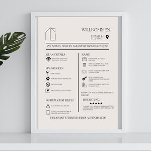 Panneau de bienvenue Airbnb Hôtes Location de vacances Imprimable Guest Arrival Poster réservation VRBO Real Estate Template téléchargement direct Règles de la maison Wifi