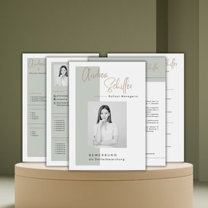 Plantilla de solicitud CV en alemán, carta de presentación creativa, hoja de portada moderna, diseño de muestra para profesionales, alumnos y estudiantes Canva