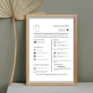 Panneau de bienvenue Airbnb Hôtes Location de vacances Imprimable Guest Arrival Poster réservation VRBO Real Estate Template téléchargement direct Règles de la maison Wifi