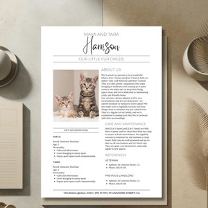 Alquiler currículum solicitud de inquilino apartamento mascotas plantilla de currículum carta de presentación bienes raíces pareja soltero gato perro canva nosotros carta A4 editable