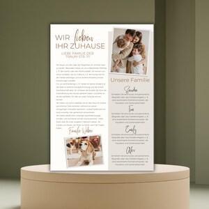 Plantilla de carta de comprador de vivienda Carta de oferta de comprador familia moderna boho beige Pareja Perro Plantilla de comprador de casa currículum de bienes raíces Canva editable diy