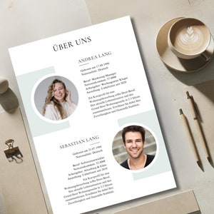 Apartamento moderno solicitud pareja plantilla Canva beige perfil corto carta de presentación plantilla de solicitud profesional compra de casa plantilla alemana menta