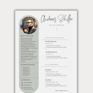 Plantilla de aplicación CV alemán en tabla carta de presentación creativa hoja de presentación moderna profesionales alumnos diseño de muestra de estudiantes Canva