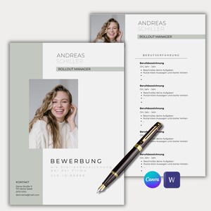 Plantilla de solicitud profesional Plantilla de CV en Word Carta de presentación creativa tabular alemana Hoja de presentación moderna Profesionales Canva