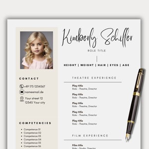 Child actor resume template boho photo Canva child model actor application beige actress resume headshot template professional cover letter