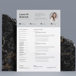 Plantilla de aplicación Word CV tabla creativa una página plantilla de currículum moderno profesionales imagen canva editable enfermera secretaria asistente
