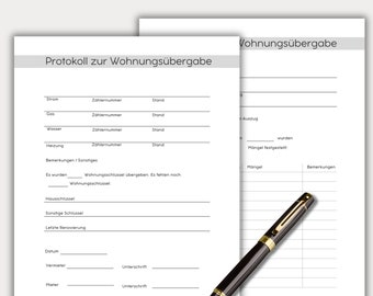 Modernes Wohnungsübergabe Protokoll PDF Vermieter Mieter To do Liste Auszug Einzug Kontrolle Wohnungskauf Vorlage Canva download Eigentümer
