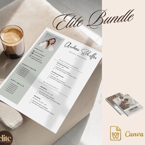 Plantilla de solicitud en alemán Word CV tabular carta de presentación creativa paquete portada moderna Profesionales Estudiante LinkedIn Canva