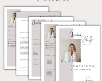 Plantilla de solicitud Alemán Word Canva CV tabular Diseño moderno Carta de presentación Portada Conjunto completo Descarga instantánea estudiante