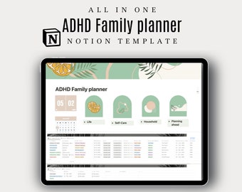 Notion Template ADHS Family Planner ADHS digital Planner habit tracker goal setting fitness planner budget tracker that girl travel self-care