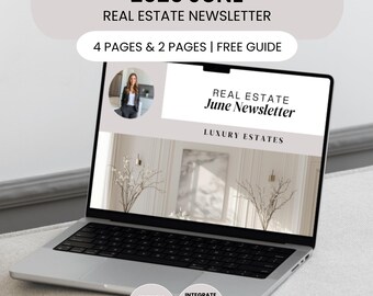 June Real Estate Newsletter Template Realtor Marketing Summer Property Market Update Luxury Home Realtor Branding Editable Design Newsletter