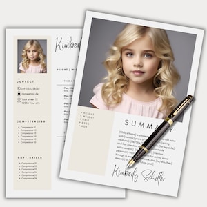 Child actor resume template boho photo Canva child model actor application beige actress resume headshot template professional cover letter