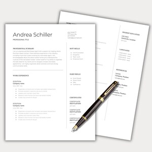 Plantilla de currículum limpio Word ATS amigable CV moderno solicitud de empleo profesional google docs carta de motivación Paquete de currículum editable 1-2 páginas