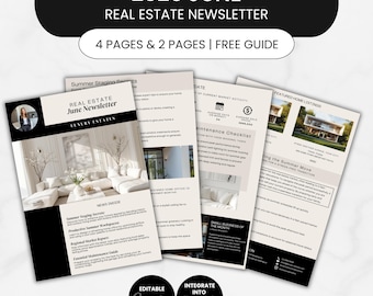 June 2026 Real Estate Newsletter Realtor Marketing Monthly Real Estate Updates Canva Editable Template Minimal Modern Design new listing