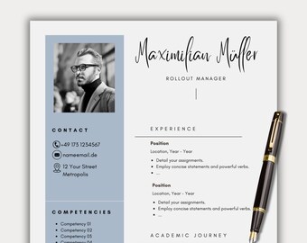 Modelli di applicazione moderni Modello di CV tabulare in inglese foglio di copertina applicazione studente studente esempio minimo di lettera di presentazione Canva