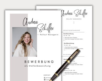 Application template German CV tabular creative cover letter modern cover sheet professionals pupil student sample design Canva