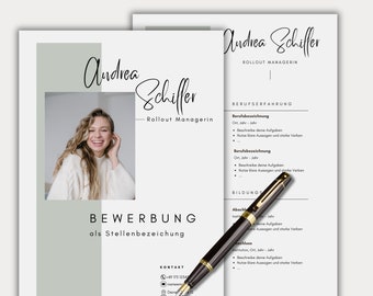 Application template German CV tabular creative cover letter modern cover sheet professionals pupil student sample design Canva