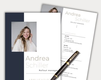 Modelli di applicazione moderni Modello di CV tabulare in inglese foglio di copertina applicazione studente studente esempio minimo di lettera di presentazione Canva