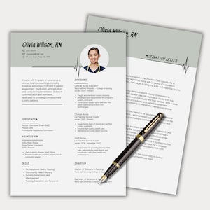 Plantilla de currículum de enfermera Canva Inglés Carta de presentación de enfermería RN Currículum de nueva enfermera Currículum de enfermera registrada Boho Beige Paquete de currículum de nuevo graduado LPN