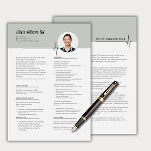 Plantilla de currículum de enfermera Canva Carta de presentación de enfermería alemana RN Currículum de nueva enfermera Currículum de enfermera registrada Boho Beige Paquete de currículum de nuevo graduado LPN
