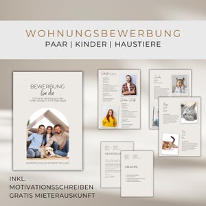 Apartamento moderno solicitud pareja plantilla Canva beige perfil corto carta de presentación familiar plantilla de solicitud profesional compra de casa niños mascotas