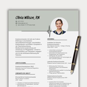 Plantilla de currículum de enfermera Canva Carta de presentación de enfermería alemana RN Currículum de nueva enfermera Currículum de enfermera registrada Boho Beige Paquete de currículum de nuevo graduado LPN