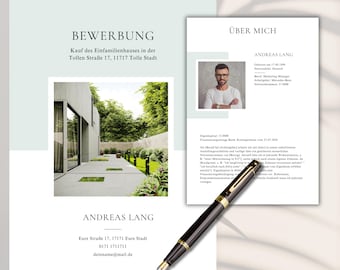Modern real estate purchase application, single Canva template, apartment purchase short profile, cover letter, house purchase application template, direct download folder